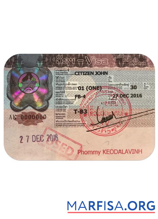 Realistic Laos visa download for verification